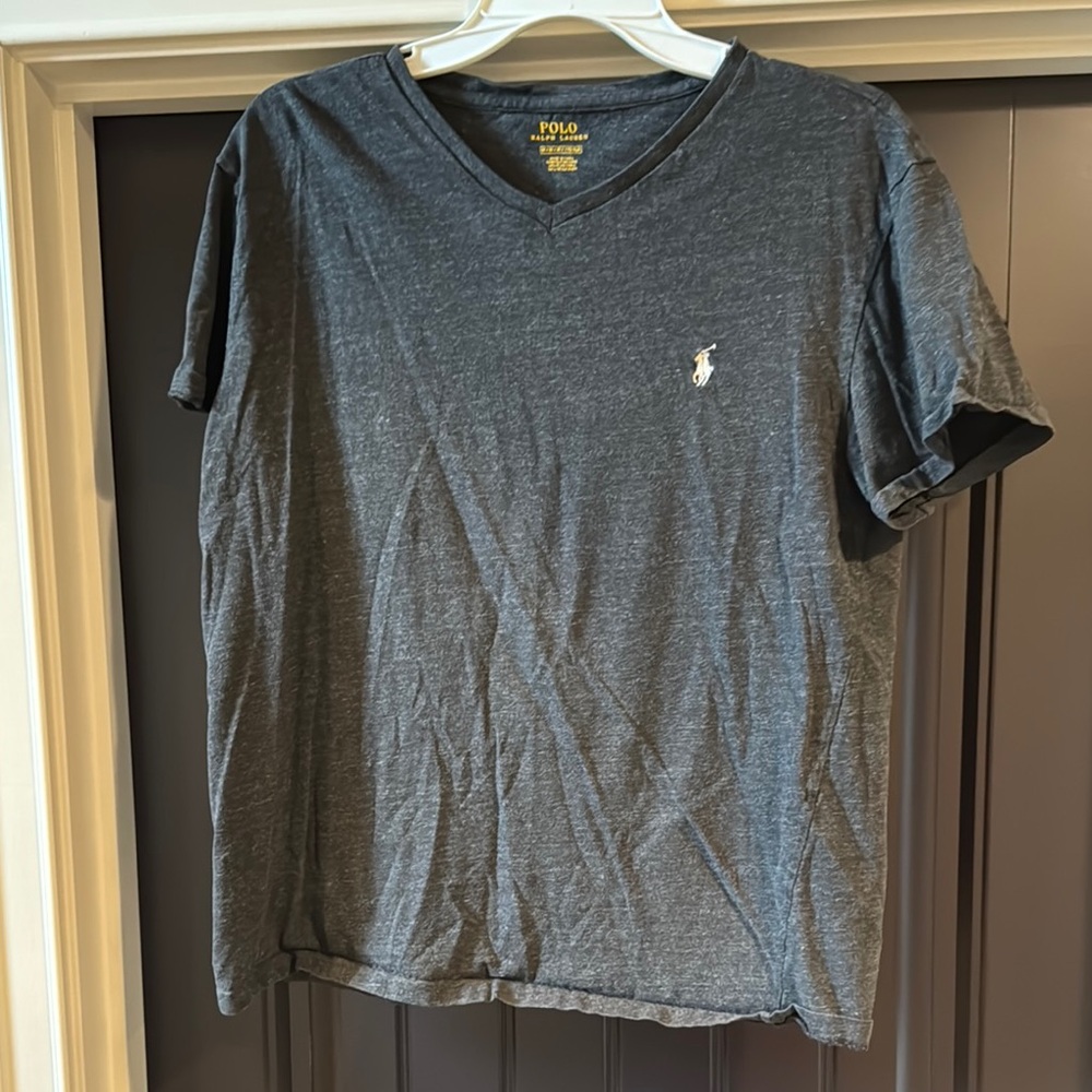 Polo by Ralph Lauren Men's Gray V-Neck Shirt